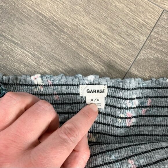 Garage Women’s Floral print Smocked Tube Top Cropped Bandeau Cotton Black Medium - Picture 11 of 13